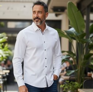 Christian Lacroix White Dress Shirt with Black Contrast Buttons